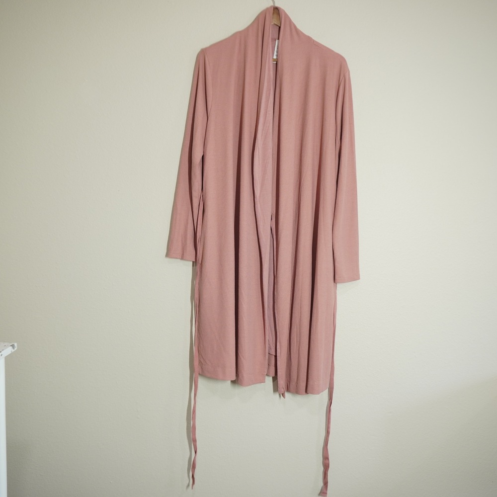 Athleta Wind Down Sleep Robe Dusty Rose Pink Waffle Knit Lined Loungewear Large